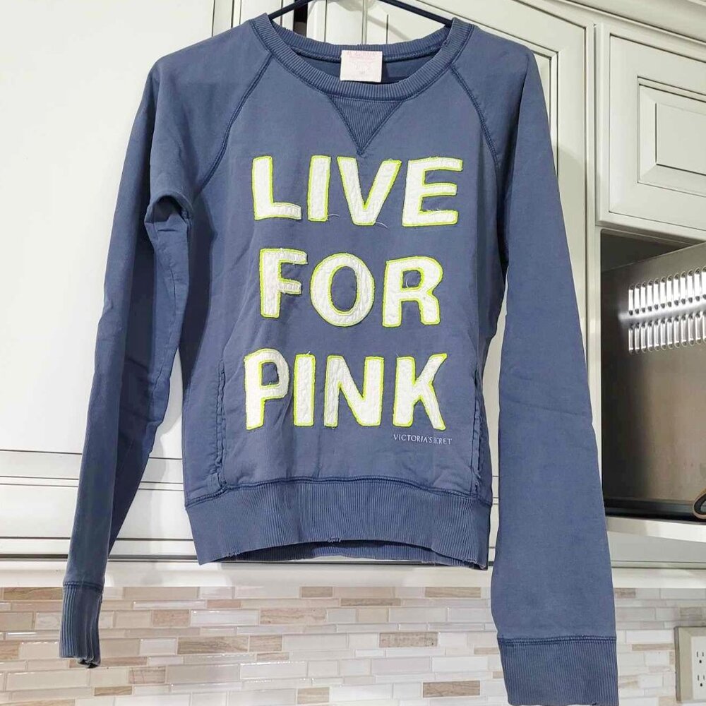 Pink Victoria secret gray dog sweatshirt